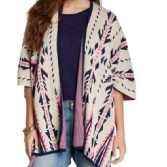 Flying Tomato Sweaters - FLYING TOMATO Southwestern Tribal S/M Designer Knit Cape Kimono Duster